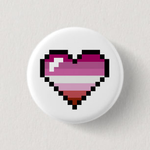 Lesbian 8-bits Retro Pride Heart Ronde Button 3,2 Cm