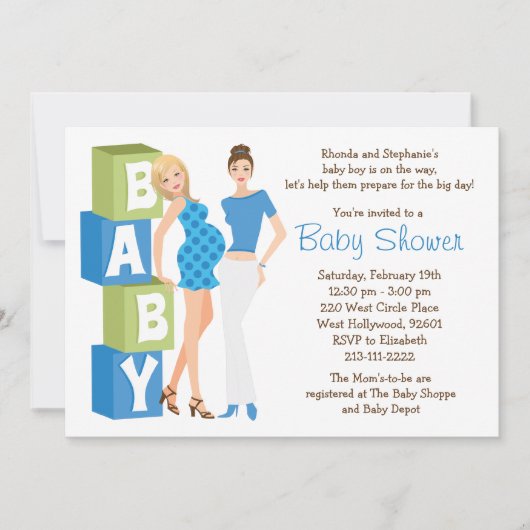 Lesbian Baby shower Invitation for Boy Kaart (Voorkant)