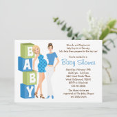 Lesbian Baby shower Invitation for Boy Kaart (Staand voorkant)