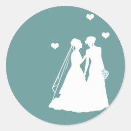 Lesbian Brides Wedding Ronde Sticker