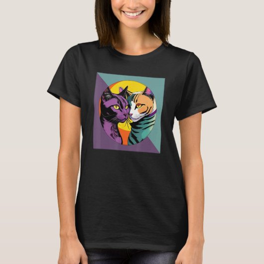 Lesbian Cat  LGBT Retro T-shirt (Voorkant)