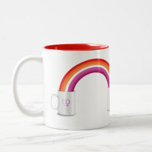 LESBIAN COFFEE DATE T-Shirt Rechthoekige Sticker Tweekleurige Koffiemok