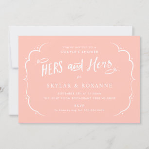 Lesbian Couple Hers and Hers Couples Shower Pink Kaart