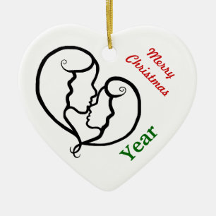 Lesbian Couple Icon Kerstversier past zich aan! Keramisch Ornament