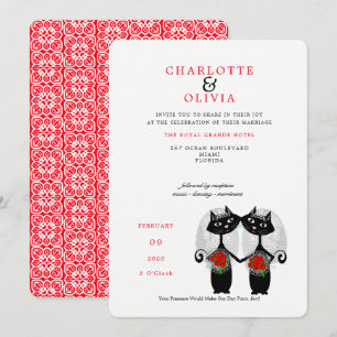 Lesbian Couple LGBTQ Weddenschap Cute Cats Kaart