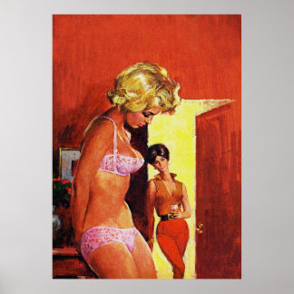 Lesbian Couple Pulp Magazine Covever art Poster