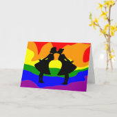 Lesbian Couple Silhouette Carte de voeux Anniversa (Fleur jaune)