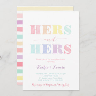 Lesbian Couples Shower invitation, carte arc-en-ci