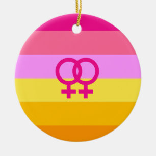 Lesbian Dawn Pride WLW Keramisch Ornament