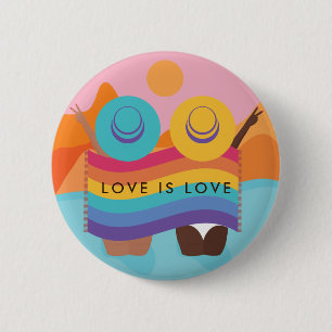 Lesbian Gay Couple Summer Style LGBTQ Flag Pride Ronde Button 5,7 Cm