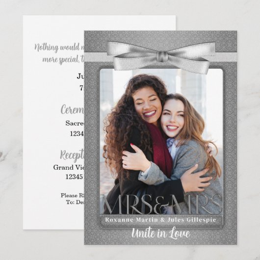 Lesbian Gay Faire-part de mariage deux mariées Arg (Devant / Derrière)