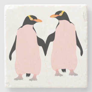 Lesbian Gay Pride Penguins Holding Hands Stenen Onderzetter