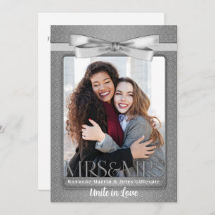 Lesbian Gay Wedding Invitation Two Brides Silver Kaart