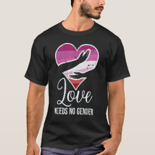 Lesbian Heart Hug Love heeft geen seksespecificati T-shirt