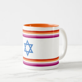 Lesbian Israel Pride Flag Tweekleurige Koffiemok