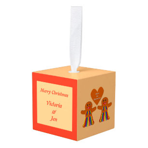 Lesbian kerstontbijt Dames Couple - Aangepast Kubus Ornament