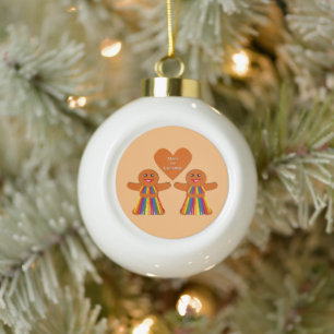 Lesbian Kerstontbijt Dames Couple Keramische Bal Ornament