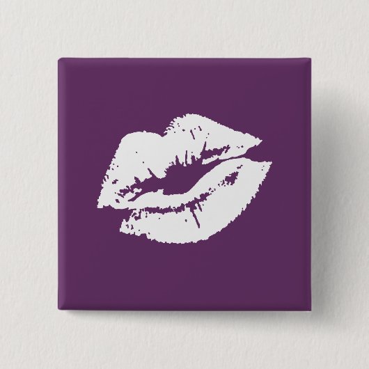 LESBIAN LIPS SYMBOL WHITE VIERKANTE BUTTON 5,1 CM (Voorkant)