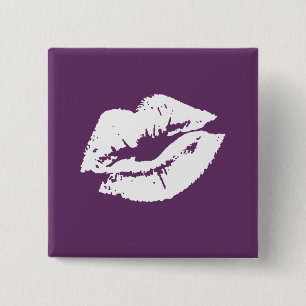 LESBIAN LIPS SYMBOL WHITE VIERKANTE BUTTON 5,1 CM