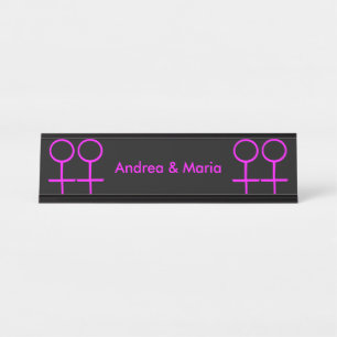 Lesbian Lovers Personalized Desk Name plate Bureau Naambordje