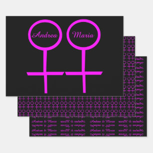 Lesbian Lovers Personalized Gift Wrap Set Inpakpapier Vel