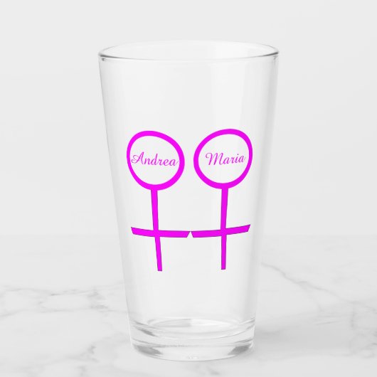 Lesbian Lovers Personalized Glas (Voorkant)