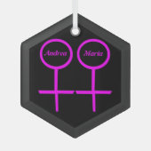 Lesbian Lovers Personalized Glas Ornament (Voorkant)