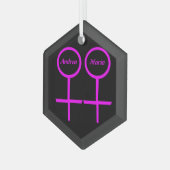 Lesbian Lovers Personalized Glas Ornament (Voorkant links)