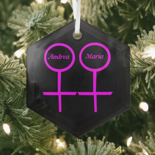 Lesbian Lovers Personalized Glas Ornament (Insitu)