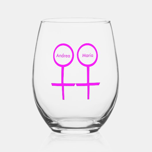 Lesbian Lovers Personalized Wijnglas Zonder Voet (Voorkant)