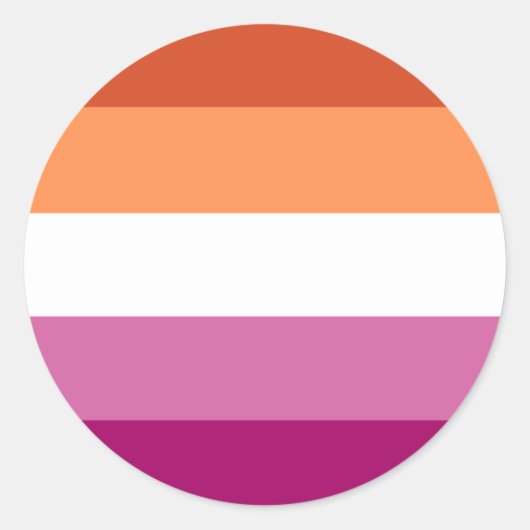 Lesbian Pride Circle Sticker (Oranje/Roze) (Voorkant)