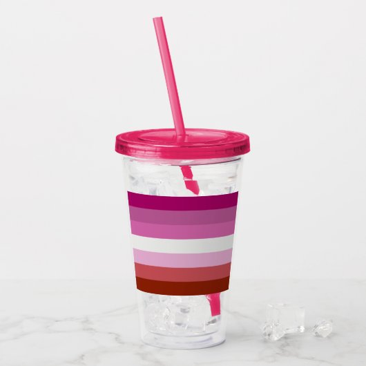 Lesbian Pride Flag Acryl Drinkbeker (Voorkant ijs)