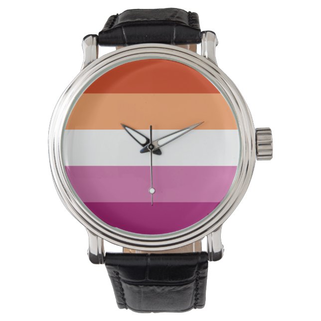 Lesbian Pride Flag LGBTQ Horloge (Voorkant)
