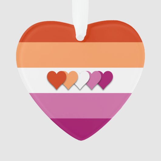 Lesbian pride hartdesign ornament (voorkant)