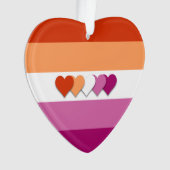 Lesbian pride hartdesign ornament (voorkant)