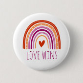 Lesbian Pride Love wint LGBT Rainbow Button (Voorkant)
