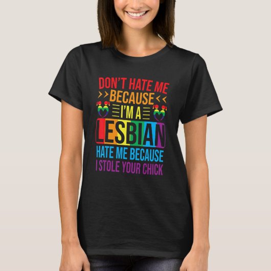 Lesbian Pride Merch Lesbow Love Lgbt Rainbow T-shirt (Voorkant)