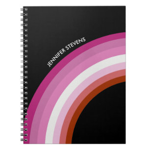 Lesbian Pride Rainbow Pink Flag Monogram Black Notitieboek
