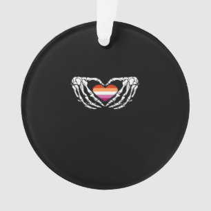 Lesbian Pride Skeleton Halloween WLW Gothic Heart  Ornament