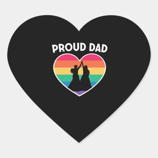 Lesbian Rainbow Heart pride Gay Couple Wedding Hart Sticker (Voorkant)