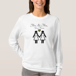 Lesbian Silhouette Brides met Rainbow Heart T-shirt
