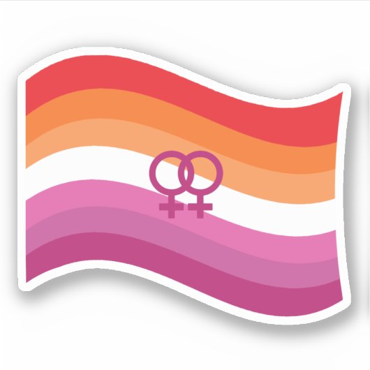 Lesbian Sunset Love Pride Wavy Flag Sticker (Voorkant)
