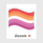 Lesbian Sunset Pride Wavy Flag Sticker (Vel)