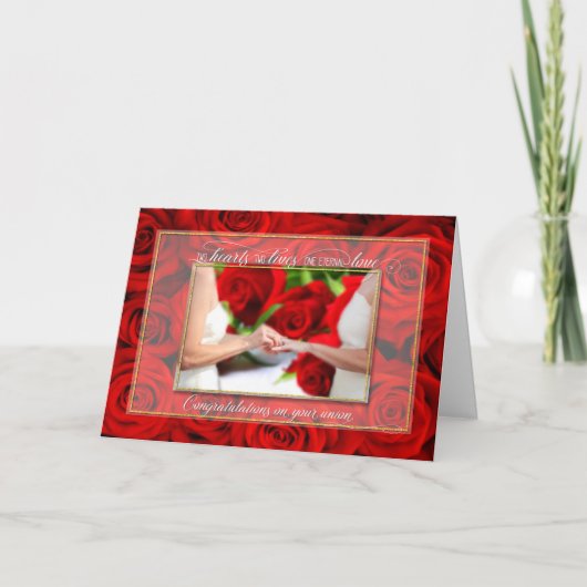 Lesbian Union Congratulations Red Rose Theme Kaart (Voorkant)