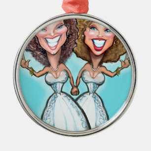 Lesbian Wedding Cake Dolls Metalen Ornament