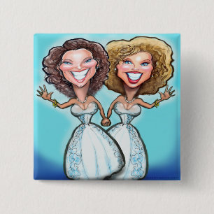 Lesbian Wedding Cake Dolls Vierkante Button 5,1 Cm