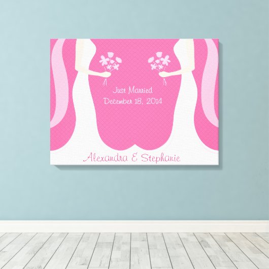 Lesbian Wedding Persoonlijk Canvas Afdruk (Insitu (Houten vloer))