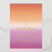 Lesbian Wedding Pride Flag Gradient Gold Folie Uitnodiging (Voorkant)