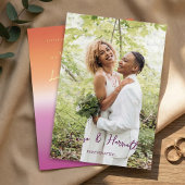 Lesbian Wedding Pride Flag Gradient Gold Folie Uitnodiging