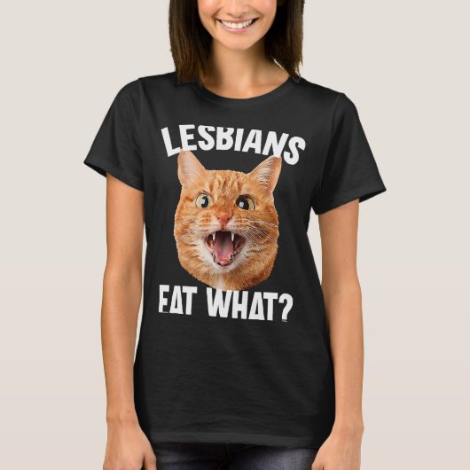 Lesbians eten wat LGBT Cat T-shirt (Voorkant)